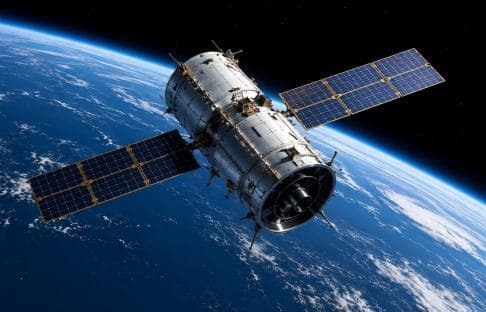 Satellite in orbit above Earth